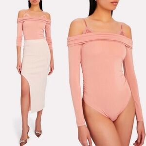 Jonathan Simkhai Night Night Cold Shoulder Lace Trimmed Bodysuit